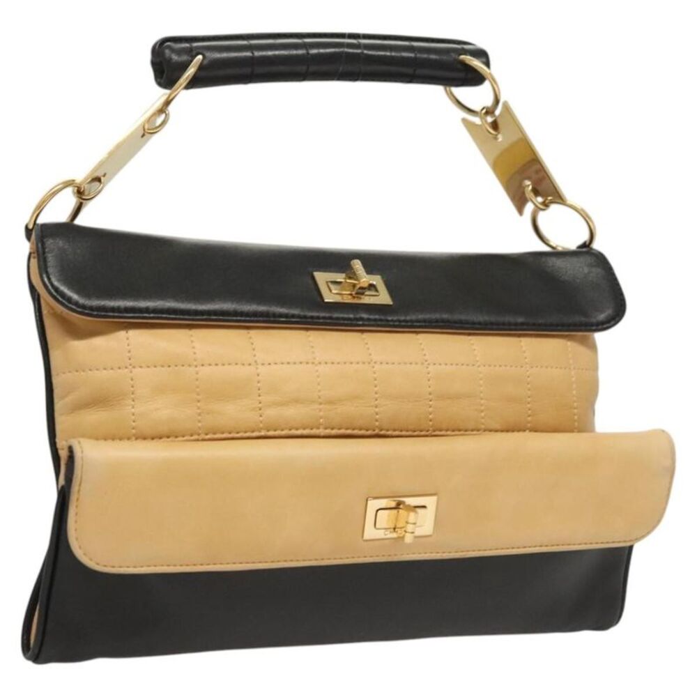 Chanel Chocolate Bar Handbag Lambskin Beige Leather Handbag
